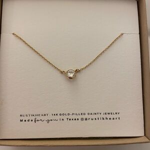 Gold Necklace with Crystal Pendant